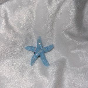 Aqua blue with Iridiscent Flakes Starfish Croc Charm